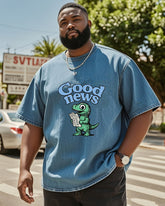 Big Man's Little Dinosaur Brings Good News Denim T-shirt